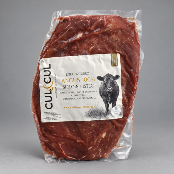 Sirloin Bistec Angus empacado al vacío con etiqueta CUL&CUL.