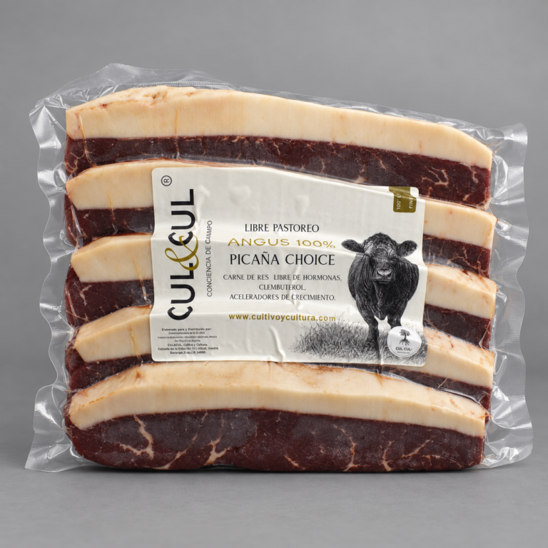 Picaña Choice Angus empacada al vacío con etiqueta CUL&CUL.